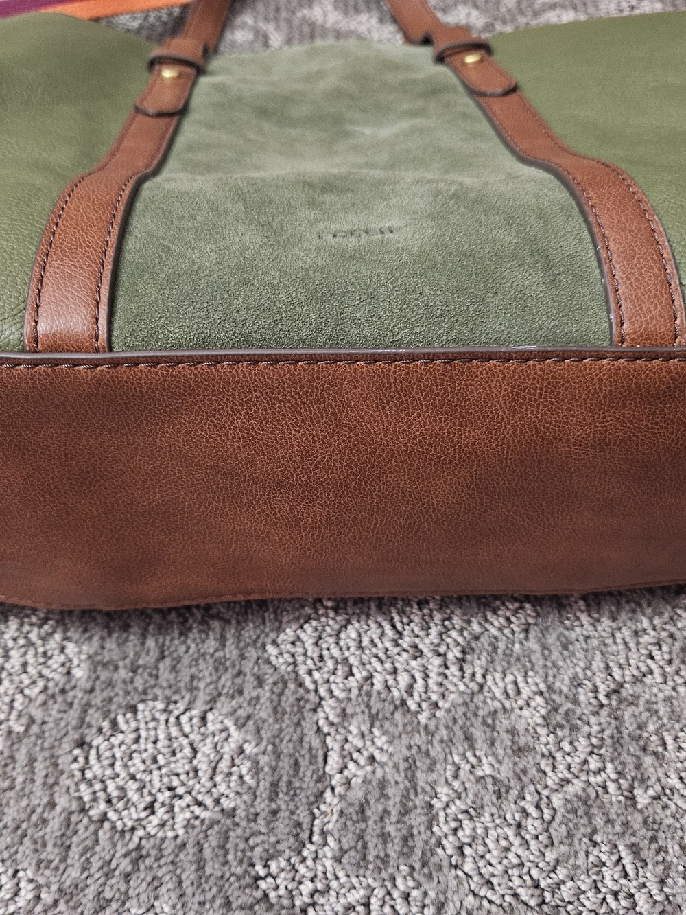 FOSSIL Kingston Leather Suede Tote Bag Olive Green - Picture 4 of 6